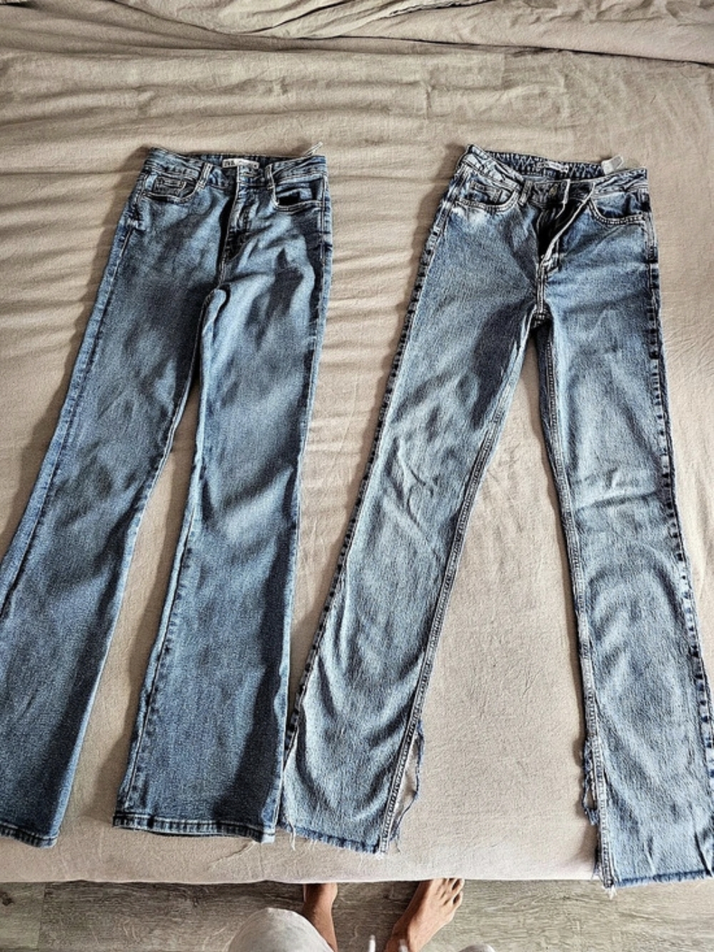 ZARA High Rise Slim Flare Split Hem Jeans Blue Waist 28- 2 For 1!